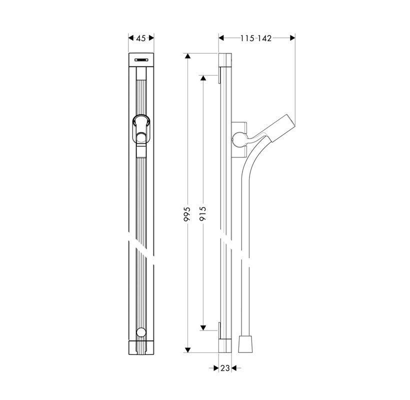 00ede63e20c25680d465ff9f1ca91fca.jpeg Душевая штанга Hansgrohe Unica Raindance 90см, со шлангом