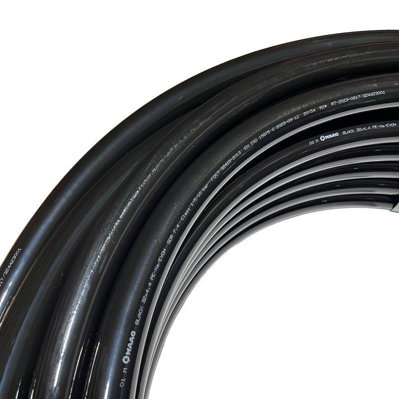 07637ced_221b_11ee_8db1_04421acac403_ef1fc7d5_e763_11ee_8db2_04421acac403-1.jpg Труба из сшитого полиэтилена WAAG Black DN32 x 4,4 PN10 (бухта 50 м), PE-Xa / EVOH, черная