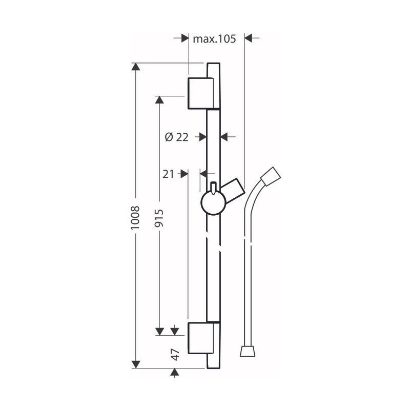 1a333285a02d1bc19344270fa563ac68.jpeg Душевая штанга Hansgrohe Unica S Puro 90, со шлангом, матовый белый