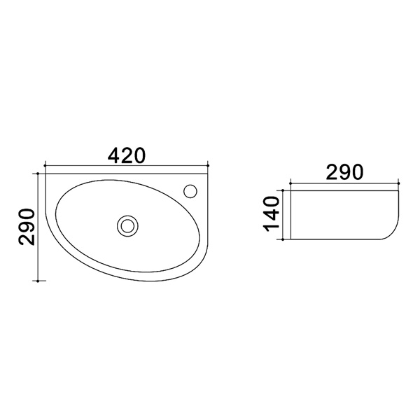 23b5aedbc1ab65a620e69c606c3697c5.jpeg Раковина Azario 42х29х14, подвесная правая, белая