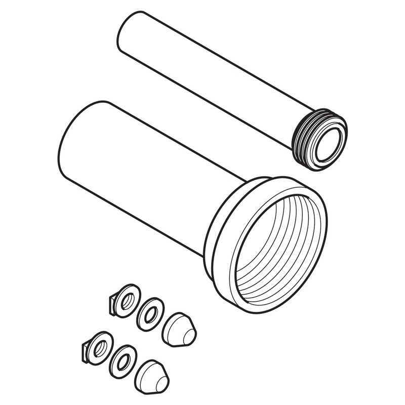 272406b4b5f9fd6d2efae49893fc4817.jpeg Комплект для подключения подвесного унитаза Geberit, длина 26,5 см, d=90 мм, матовый хром,