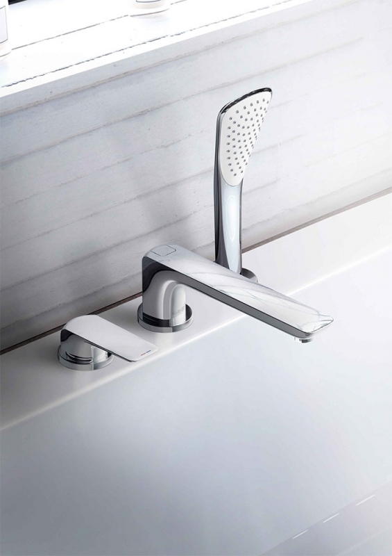 3ec27f6abaf740d32625de2534373372.jpeg Смеситель однорычажный на борт ванны KLUDI AMEO на 3 отверстия, хром