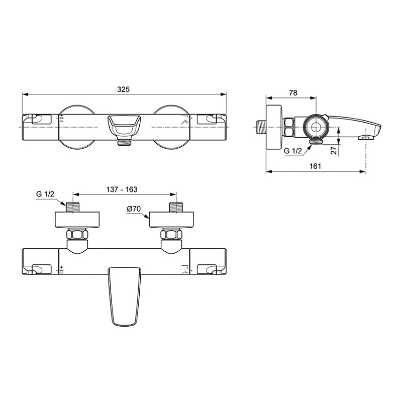 3i9ibeq9cv28xttr1sc4fteu7f8uaxb6.jpeg Термостатический смеситель Ideal Standard Ceratherm T50 для ванны/душа, настенный