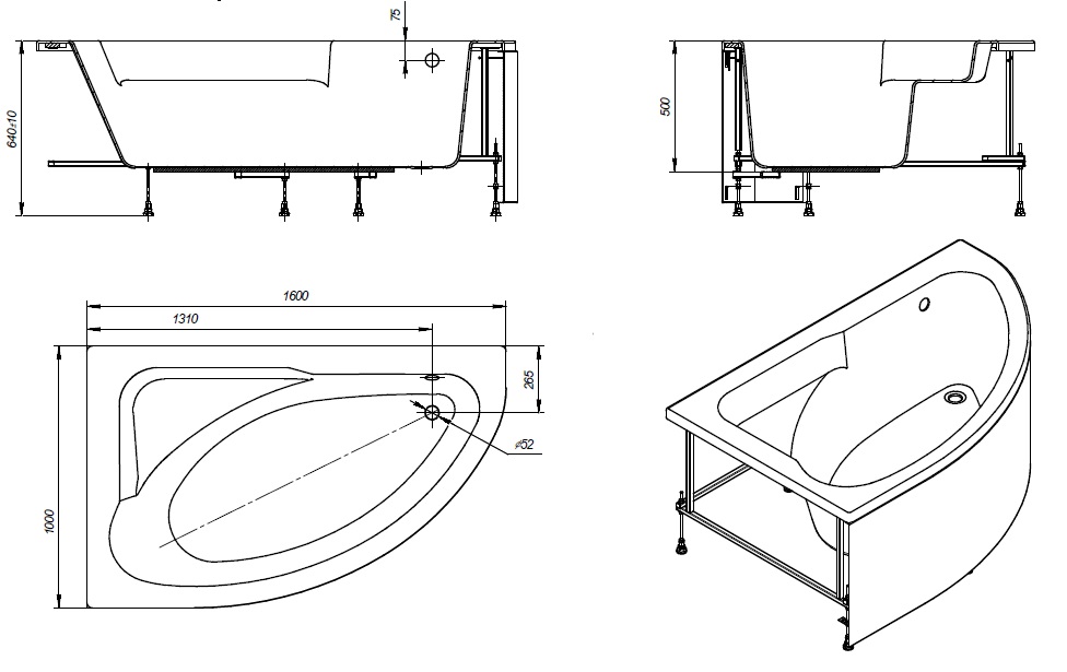 41afd953b1fef48af4eb30d8295d436c_f21619b7-1.jpeg Ванна акриловая Roca WELNA асимметричная 160х100 правосторонняя, белая