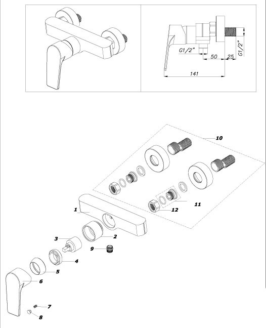 443bab460421935b3ce8a70c6134dedf.jpeg Смеситель для душа AZARIO TREYA без излива, хром