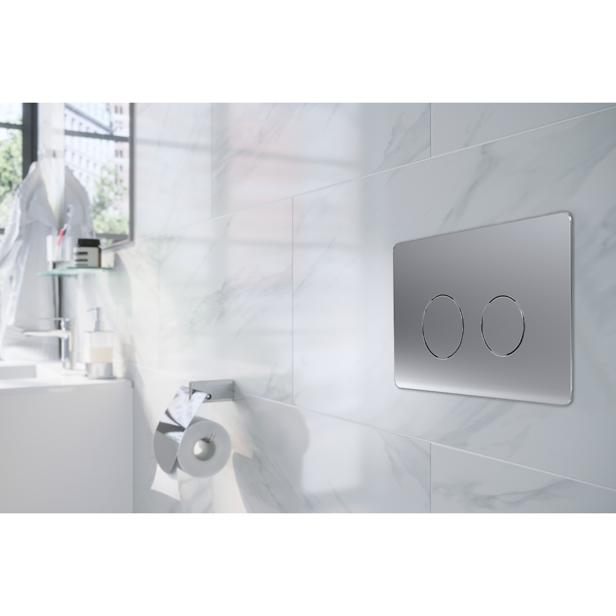 5f4fa62e5ab65c3a4d5608e9d30fae98.jpg Кнопка смыва AZARIO двойная, круглая, цвет хром матовый