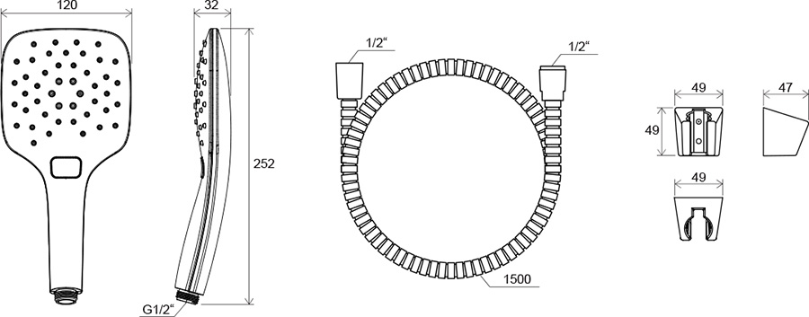 8am8vu1g2ferwgx543xahj350kxe8pc2_eb7662b5.jpeg Ручной душ Ravak 907.00, шланг 150 см, душевая лейка Air 3 функции, держатель, белый