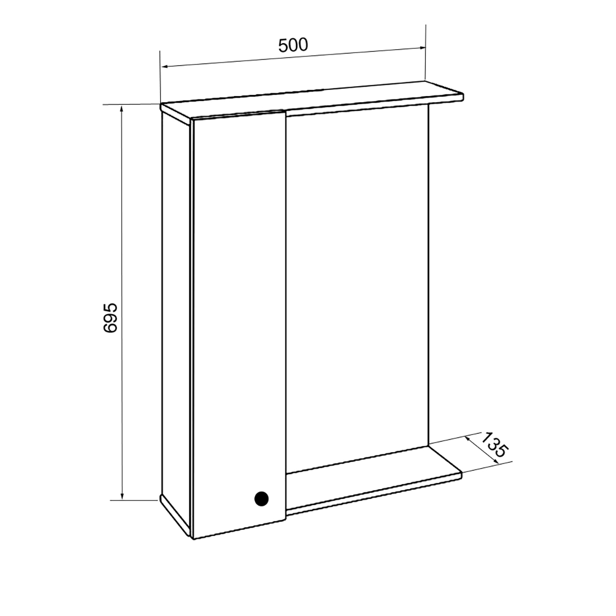 8eb5cd5a488c0c9ac4cbefbd15dc77e6.jpg Зеркало-шкаф Loranto Моника 50 500х695х135 без светильника, левостороннее