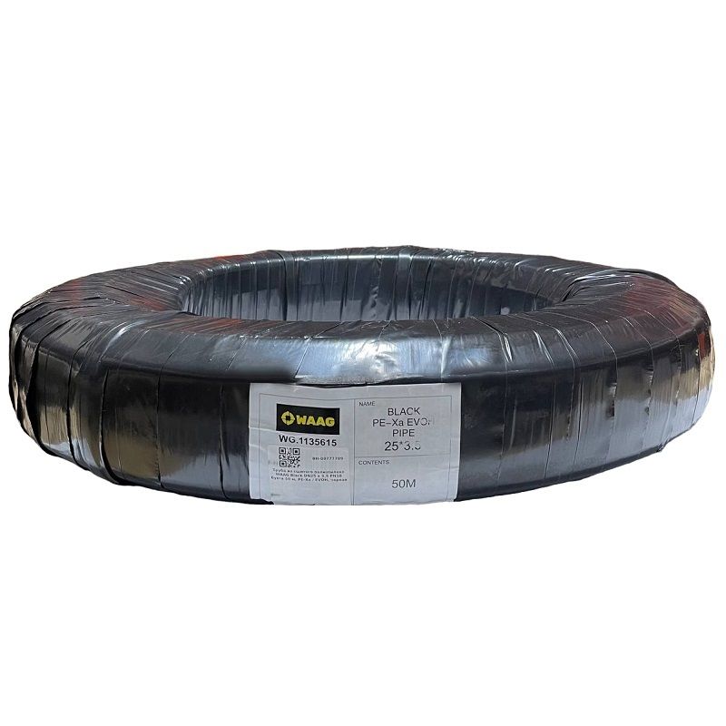 c54258b8_221a_11ee_8db1_04421acac403_ace39f6b_e777_11ee_8db2_04421acac403.jpg Труба из сшитого полиэтилена WAAG Black DN25 x 3,5 PN10 (бухта 50 м), PE-Xa / EVOH, черная