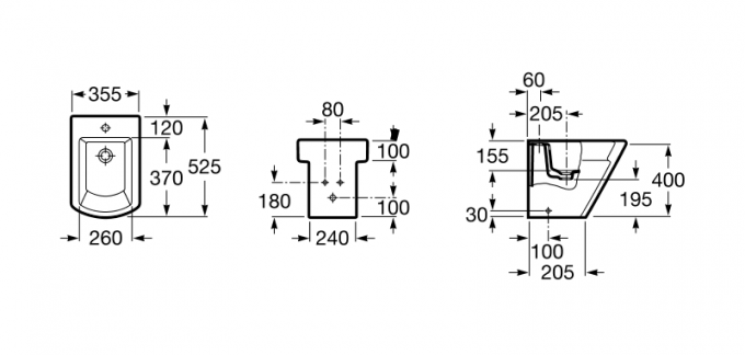 db3dc527d39757e8884f8c2a30a7449b_5ac239c2.png Биде напольное Roca HALL, уст.компл.,