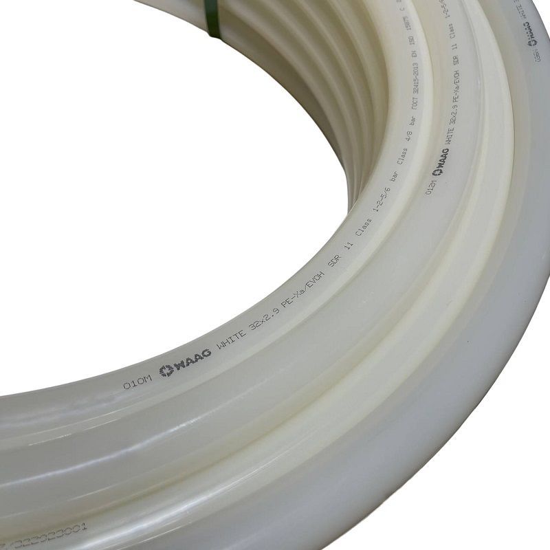 e12edef5_221e_11ee_8db1_04421acac403_9678be2d_e77e_11ee_8db2_04421acac403-1.jpg Труба из сшитого полиэтилена WAAG White DN32 x 2,9, PN 6 (бухта 50м), PE-Xa / EVOH, прозрачная