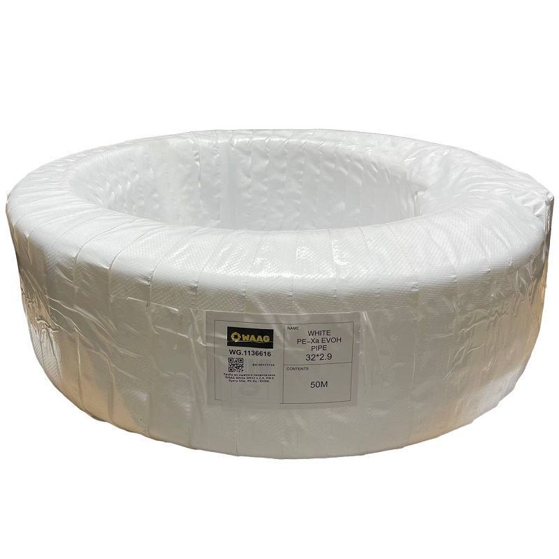 e12edef5_221e_11ee_8db1_04421acac403_9678bedd_e77e_11ee_8db2_04421acac403-1.jpg Труба из сшитого полиэтилена WAAG White DN32 x 2,9, PN 6 (бухта 50м), PE-Xa / EVOH, прозрачная