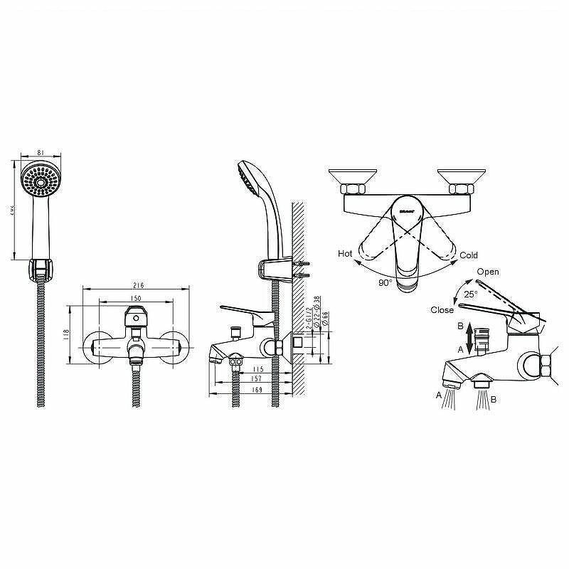 f57b87e2a478093af8e202fafb6561ab.jpeg Смеситель для ванны Bravat EMERALDA с душевым гарнитуром, короткий излив, хром