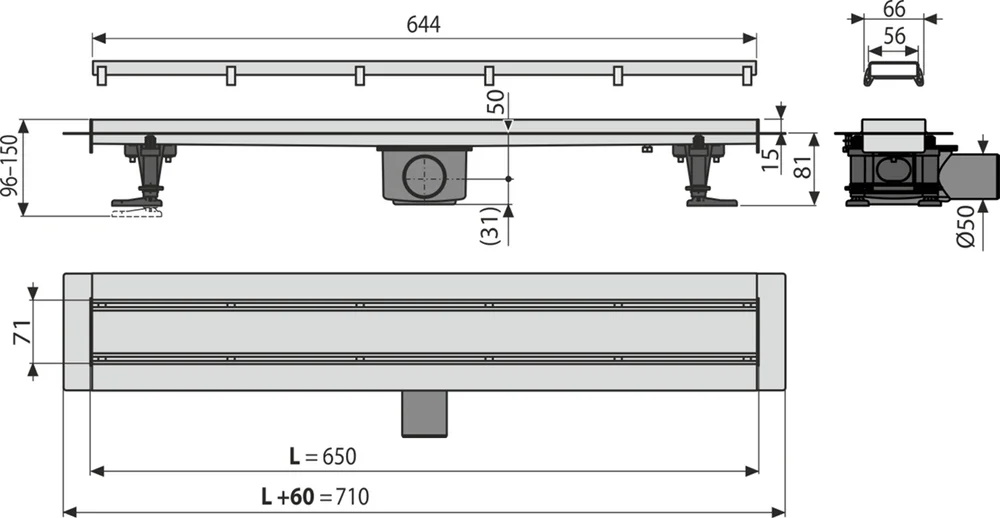 fb8813a6eda69eae8e2ee91bb360b4a2_ab1ec25f.jpeg Душевой лоток Alcadrain Fit&Go 650 с двухсторонней решеткой хром