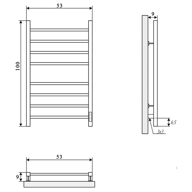g4p2pmsof7prbeiddqyqg4tm98g6sha2.jpg Полотенцесушитель электрический ДВИН S plaza neo 100/50 К, диммер, квадрат, полированный 4657763843