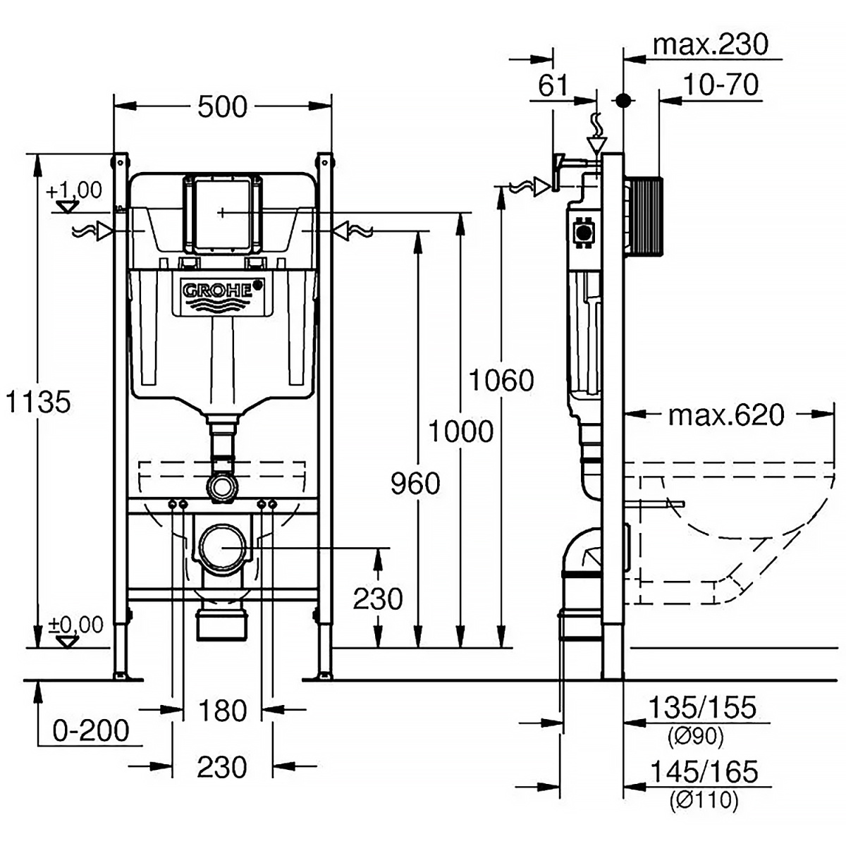 gg59lueglq872nnxry3dyw6x21vldjmw.jpg Инсталляционная система для подвесного унитаза Grohe Solido 1,13 м + панель смыва Grohe Sail 2 объе