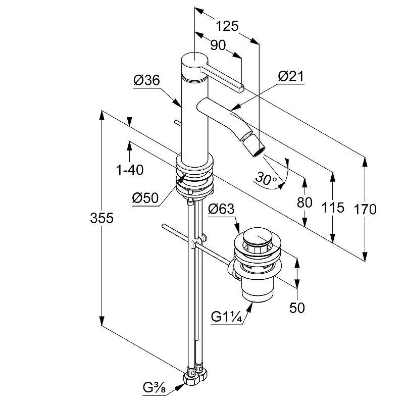 n56kzccnwa5ch88h4exzr81quh355dch.jpg Смеситель для биде Kludi Nova Fonte Pura с донным клапаном, керамический картридж, хром