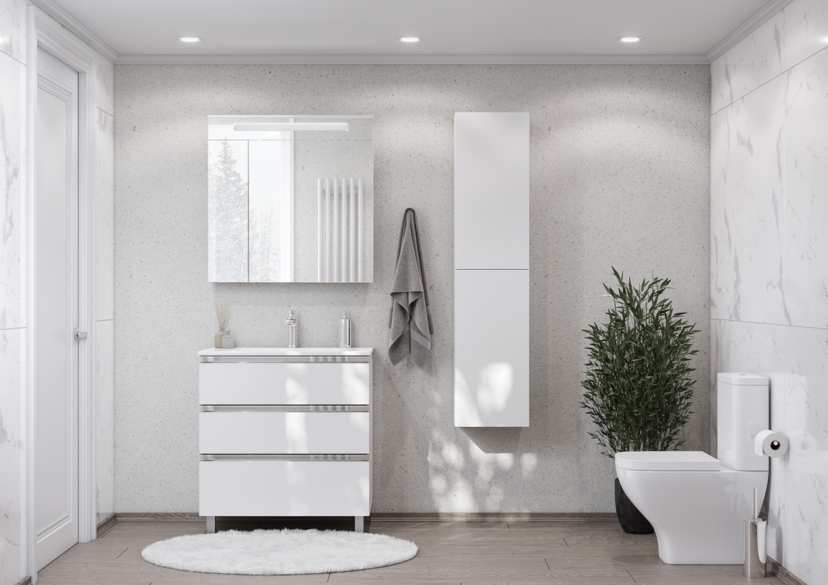 po7jw2rhb10ia7bbcknrv8ozoaptdnhv.jpeg Тумба под раковину Roca THE GAP 800 мм, подвесная, 3 ящика, белый глянец