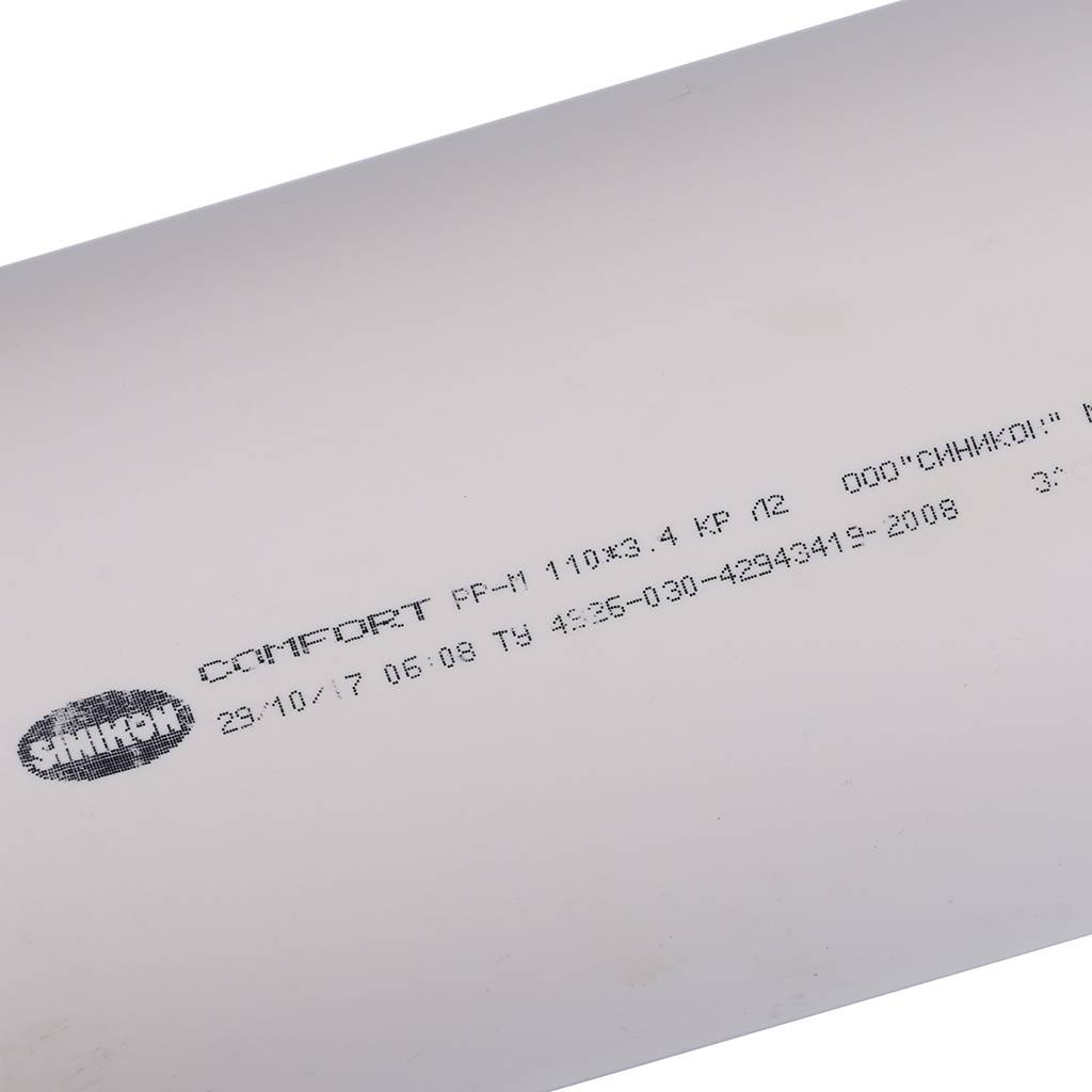 rg008m1d6lk76k_05_0.jpg Труба канализационная Sinikon COMFORT PLUS DN110 x 3,8 PN1L1м, PP-H, белая, шумопоглощающая