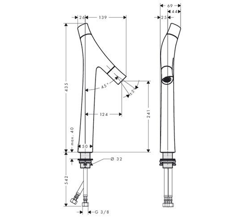 tl35l12t1rft1kxm1esxxxhuo1a9avdy.jpeg Смеситель для раковины Hansgrohe Axor Starck Organic, однорычажный, хром