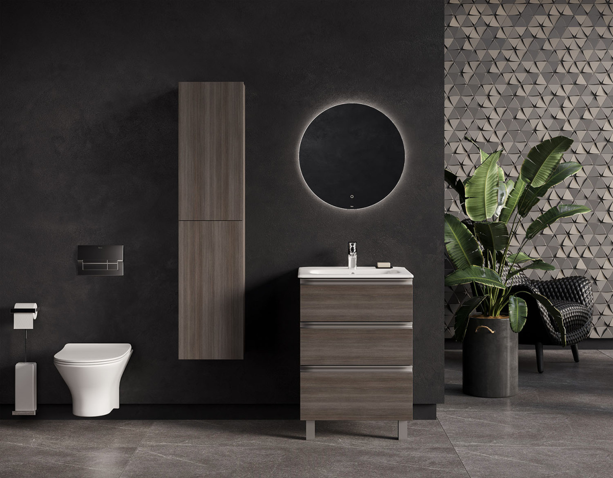 w2qqimgwb03qq1yqsq41kao4bfyrfe63.jpg Тумба под раковину Roca THE GAP 600 мм, подвесная, 3 ящика, городской дуб